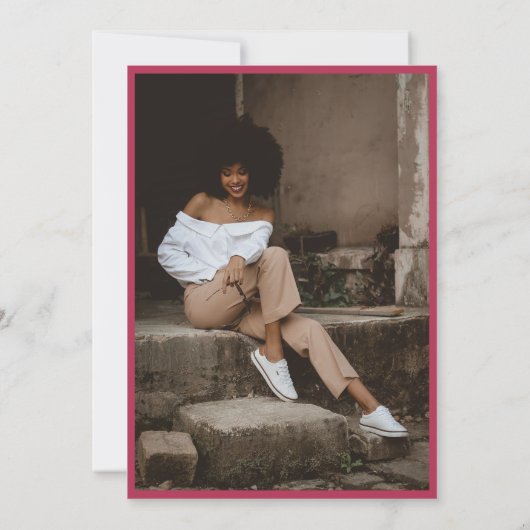 Vivaマゼンタピンクスクリはっきりしたプトフォトブライダルシャワー 招待状 (裏面)