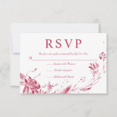 Vivaマゼンタラインアート花タイポグラフィフローラ 出欠カード (正面)