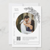 Vivaマゼンタ植物線芸術QRコード写真 招待状 (裏面)