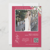 Vivaマゼンタ緑のブライダルシャワーQRコードフォト 招待状 (裏面)