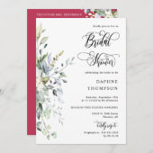 Vivaマゼンタ緑のブライダルシャワーQRコードフォト 招待状 (正面/裏面)