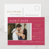 Vivaマゼンタ金ゴールド日付カレンダーQRコードの保存 ポストカード (正面/裏面)