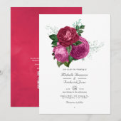 Vivaマゼンダ結婚フローラのQRコードRsvp 招待状 (正面/裏面)