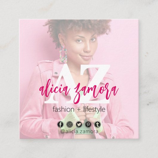 Vivaマゼンモダンタ・ソーシャル・インフルエンサーカスタムの写真 スクエア名刺 (正面)