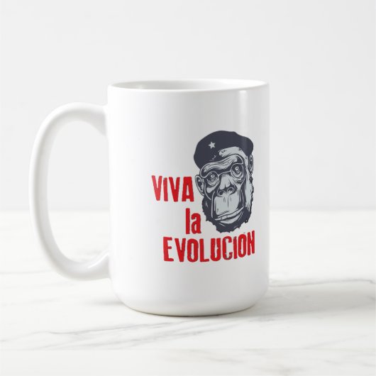 "Viva la Evolucion" (Long Live Evolution). コーヒーマグカップ (左)