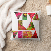 VIVA LA VIDAホワイトおよびフローラ文字 クッション (ブランケット)