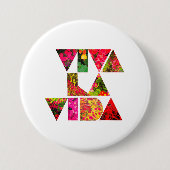 VIVA LA VIDAホワイトフローラ文字 缶バッジ (正面)