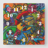 Viva La Vida By Squid Fear City スクエア壁時計 (正面)