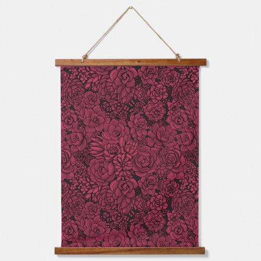 Viva Magentaの多肉植物 – 年の色 吊り下げ型タペストリー (正面)