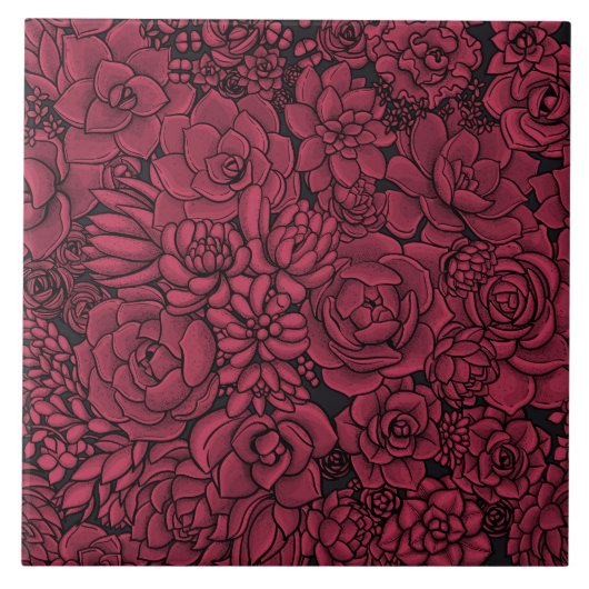 Viva Magentaの多肉植物 – 2023年の色 タイル (正面)