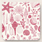 Viva Magentaの貝殻 – 2023年の色 コースター (正面)
