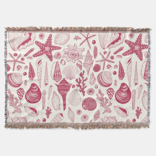 Viva Magentaの貝殻 – 2023年の色 スローブランケット (正面)