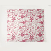 Viva Magentaの貝殻 – 2023年の色 タペストリー (正面(横))