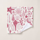 Viva Magentaの貝殻 – 2023年の色 バスタオルセット (ウォッシュタオル)