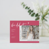 Viva Magenta写真ミニマル彼女はそれを卒業Pした ポストカード (スタンド正面)