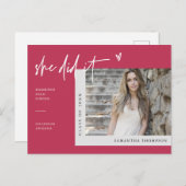 Viva Magenta写真ミニマル彼女はそれを卒業Pした ポストカード (正面/裏面)