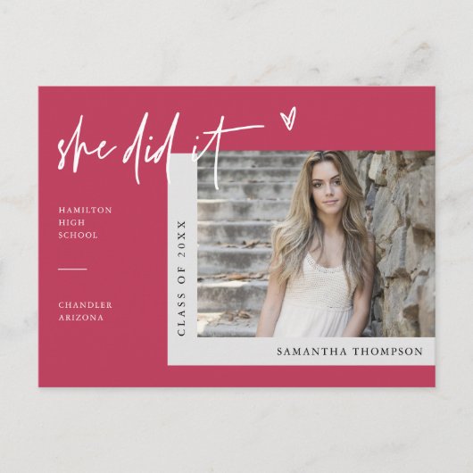 Viva Magenta写真ミニマル彼女はそれを卒業Pした ポストカード (正面)