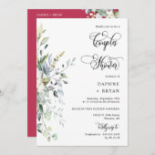 Viva Magenta GreeneryカップルのシャワーQRコードフォト 招待状 (正面/裏面)