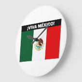 VIVA MÉXICO フラッグ 白抜きフォント ラージ壁時計 (傾斜)