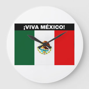 VIVA MÉXICO フラッグ 白抜きフォント ラージ壁時計