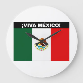 VIVA MÉXICO フラッグ 白抜きフォント ラージ壁時計