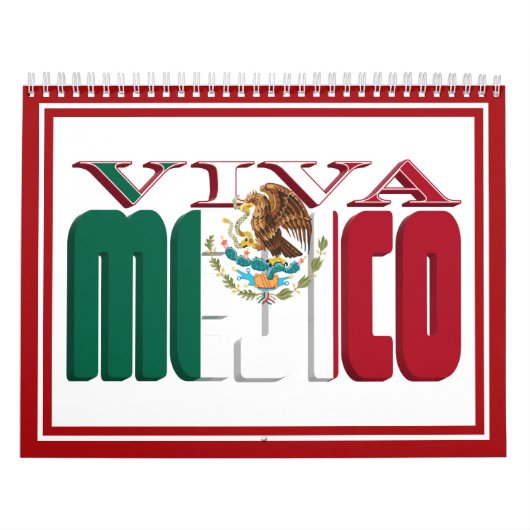 VIVA MEJICOメキシコ国旗の文字 カレンダー (カバー)