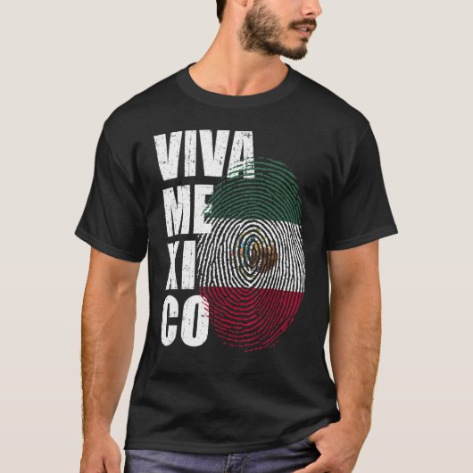 Viva Mexico私のDNAメキシコ指紋に入っている Tシャツ (正面)