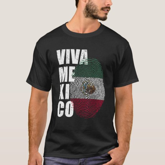 Viva Mexico私のDNAメキシコ指紋に入っている Tシャツ (正面)