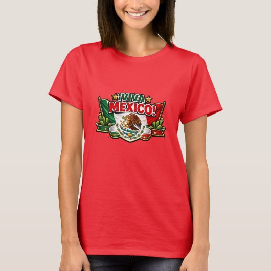 Viva Mexico 愛国タイポグラフィーTシャツ | メキシコ Tシャツ (正面)