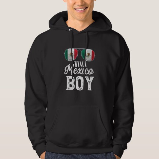 Viva Mexico Boy Sunglasses Mexican Flag Pride パーカ (正面)