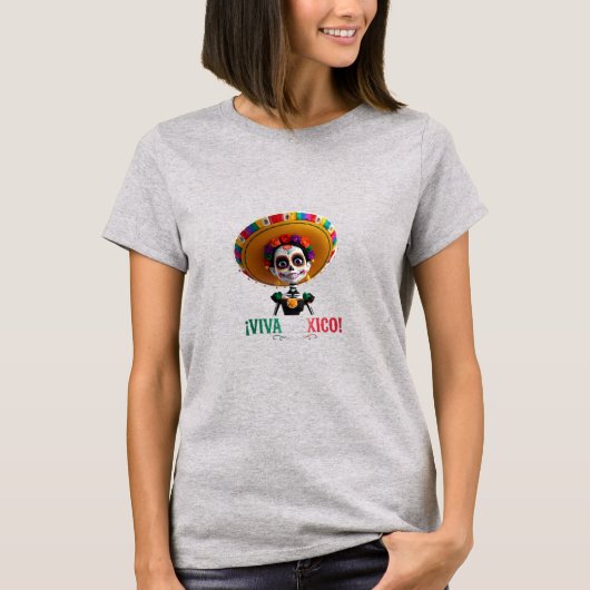 Viva Mexico Catrina Charra | 3D Day of the Dead Tシャツ (正面)
