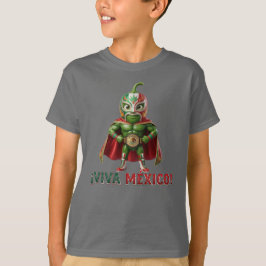 Viva Mexico Chili Pepper Lucha Libre | 3D Wrestler Tシャツ