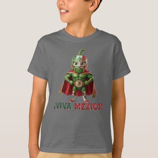Viva Mexico Chili Pepper Lucha Libre | 3D Wrestler Tシャツ (正面)