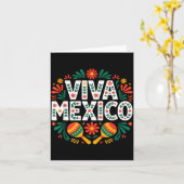 Viva mexico colorful folk art mexican independence カード (黄色い花)