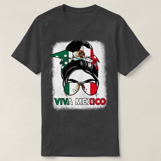 Viva Mexico Messy Bun With Bandana And Glasses Mex Tシャツ (デザイン正面)