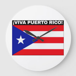 VIVA PUERTO RICO フラッグイメージ 白字 ラージ壁時計