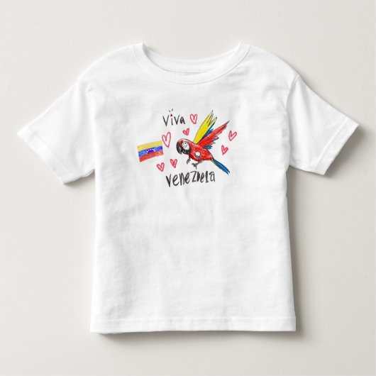Viva Venezuela – Guacamaya y Bandera infantil トドラーTシャツ (正面)