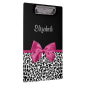 Vivaciousダークピンクリボンレオパード印刷（名前あり） クリップボード (右)