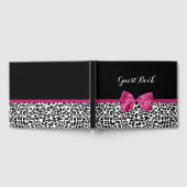 Vivaciousダークピンクリボンレオパード印刷（名前あり） ゲストブック (全面)