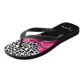 Vivaciousダークピンクリボンレオパード印刷（名前あり） ビーチサンダル (アングル)