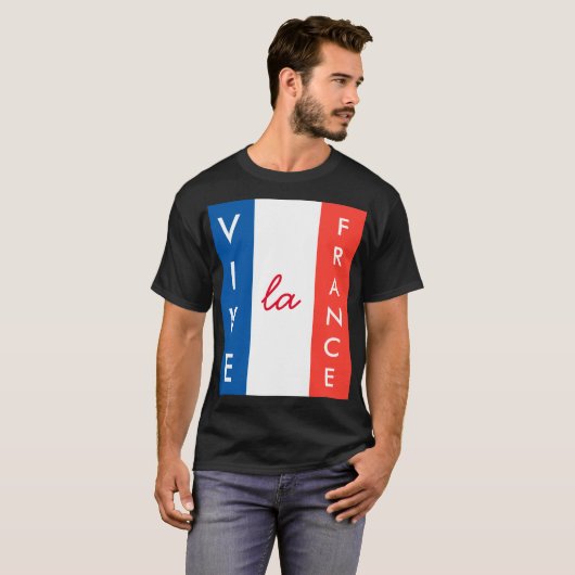 Vive La Franceフラグのカスタマイズフランスの可能 Tシャツ (正面フル)