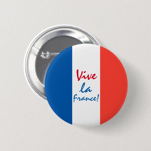 Vive La France French Flag Customizable 缶バッジ (正面&裏面)