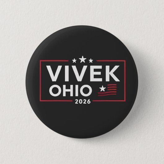 Vivek 選 Ramaswamy氏2026年オハイオ州知事 缶バッジ (正面)