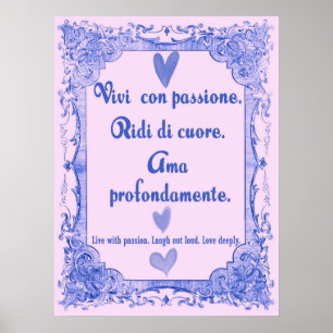 Vivi Con Passione イタリアン Language Wisdom Poster ポスター
