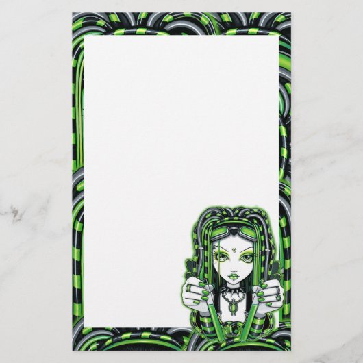 "Vivian"のCybergoth暗い産業妖精の文房具 便箋 (正面)