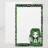 "Vivian"のCybergoth暗い産業妖精の文房具 便箋 (正面/裏面)