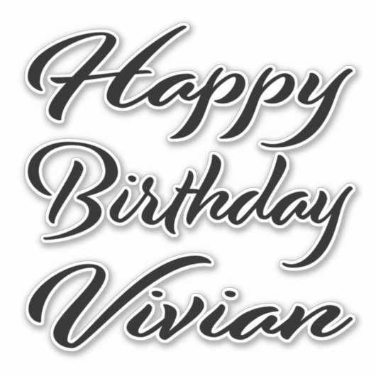 Vivian Name Vorname black Sticker Geburtstag シール (正面)