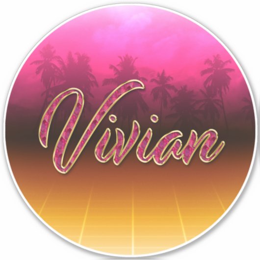 Vivian Vorname Name golden pink Aufkleber Sticker シール (正面)