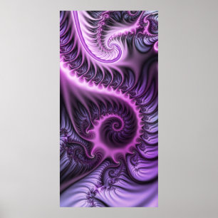 Vivid Abstract Cool Pink Purple Fractal Art Spiral ポスター
