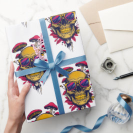 Vivid Amber Crimson Skull and Shroom ラッピングペーパー